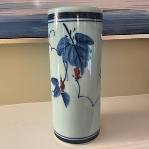 Tall Vintage hand-painted Japanese floral vase